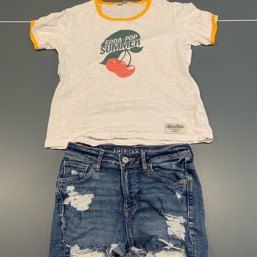 Denim Shorts & Tee